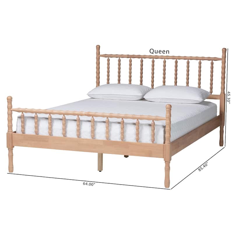 Laurent Platform Bed - Spindle Bed Frame with Bamboo-Style Turned Posts, Cottage Farmhouse Bedroom Furniture, Queen