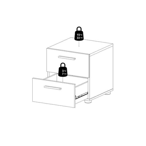 dimension image slide 3 of 6, Porch & Den Angus Foiled 2-drawer Nightstand