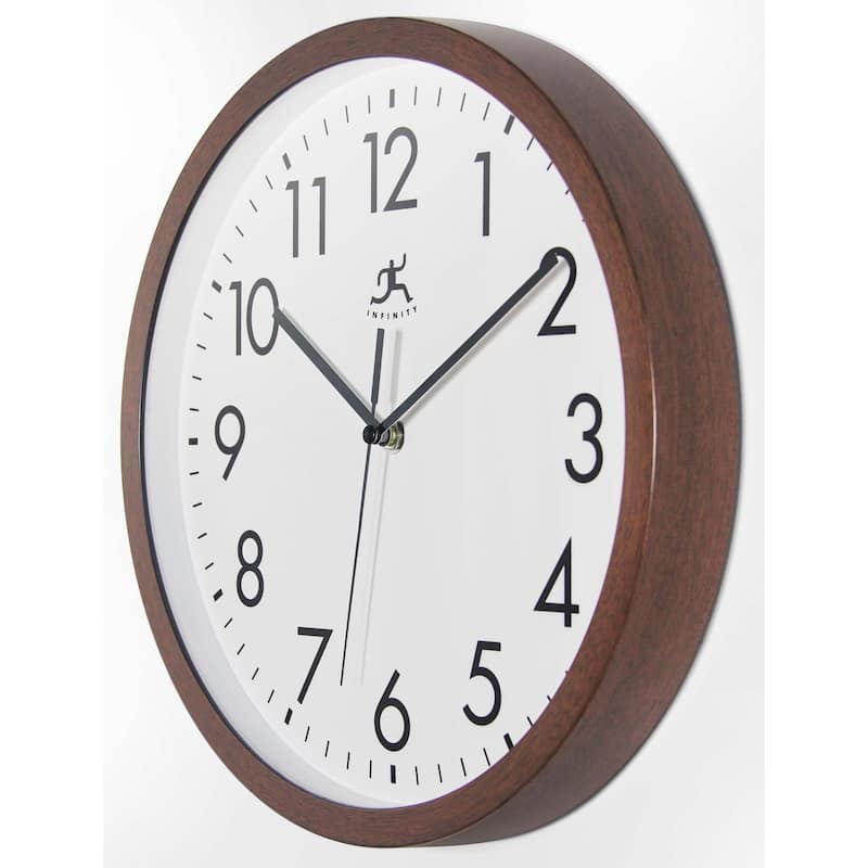 12" Walnut Finish Wall Clock - 12 x 1.5 x 12 - 12 x 1.5 x 12