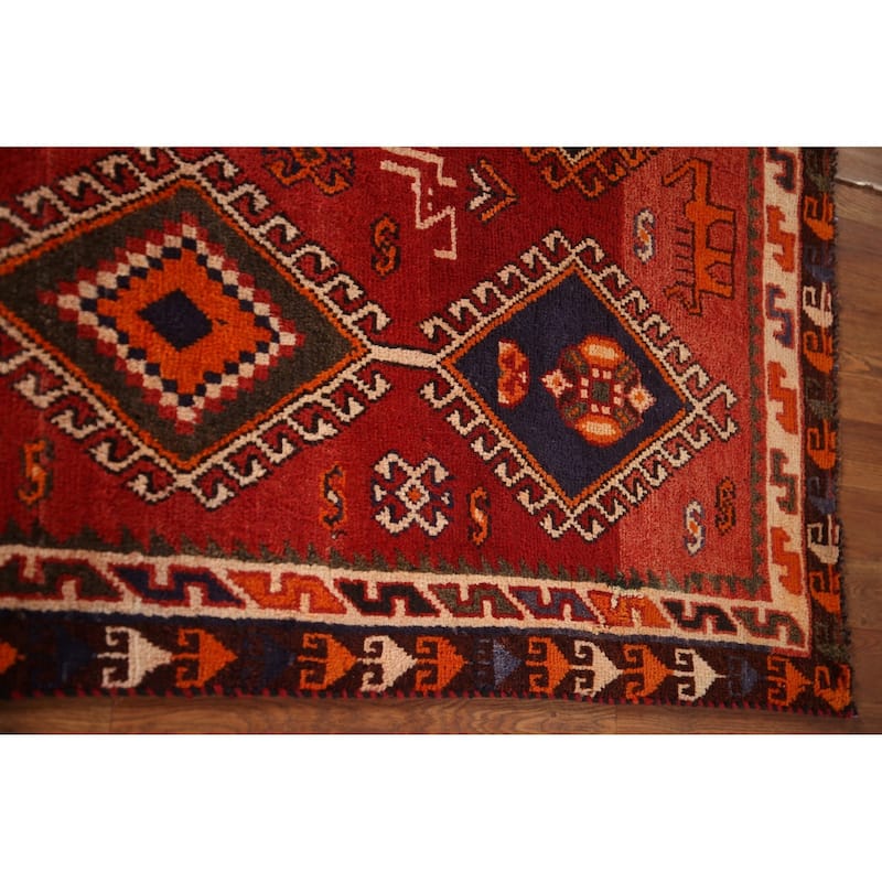 Vegetable Dye Tribal Qashqai Persian Vintage Rug Handmade Wool Carpet - 4'7"x 8'6"