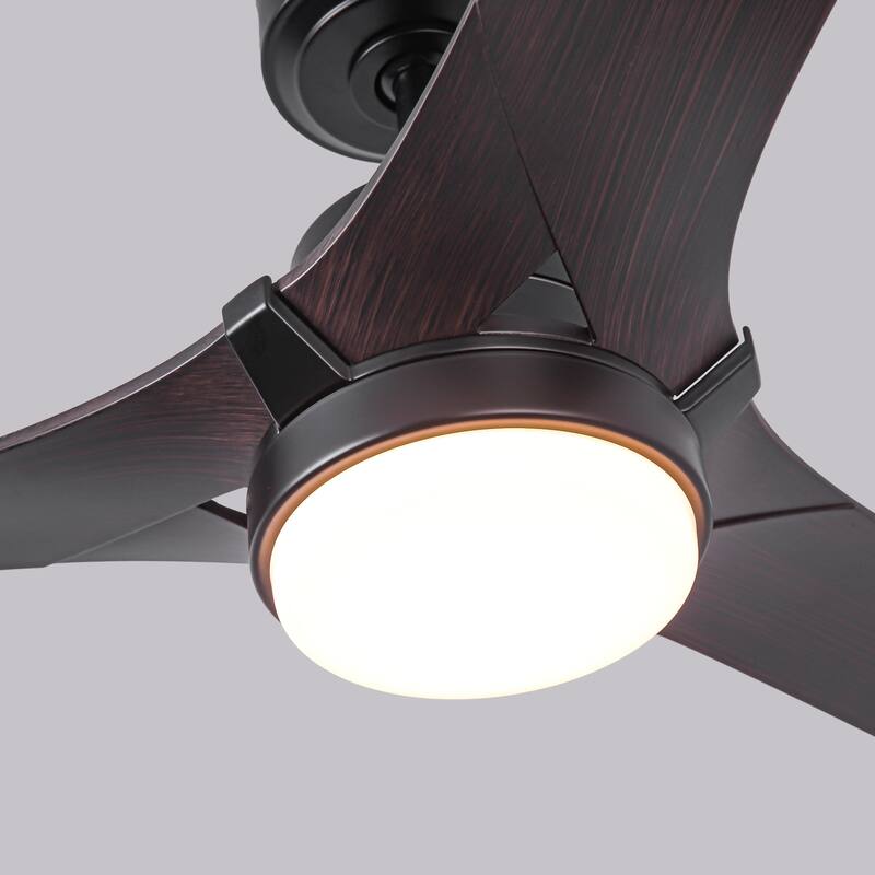 52" Modern Black Dimming LED Ceiling Fan with Light and Remote