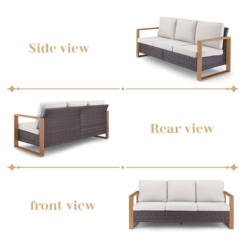 Gymojoy 7 Pieces Rattan Sofa,Gilder Chair, Patio Chair and Ottoman