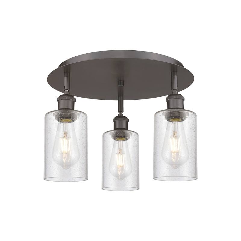 Innovations Lighting Clymer - 3 Light 16" Flush Mount - Oil Rubbed Bronze/Seedy