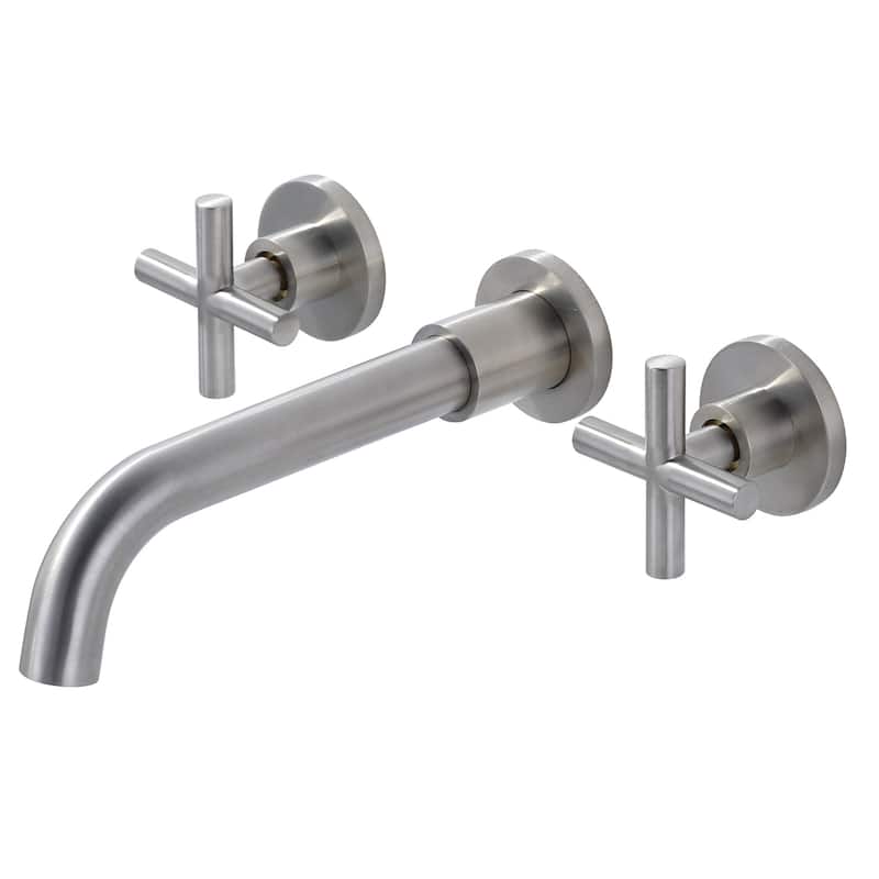 WOWOW Wall Mount Double Handle Bathroom Faucet - Brushed Nickel