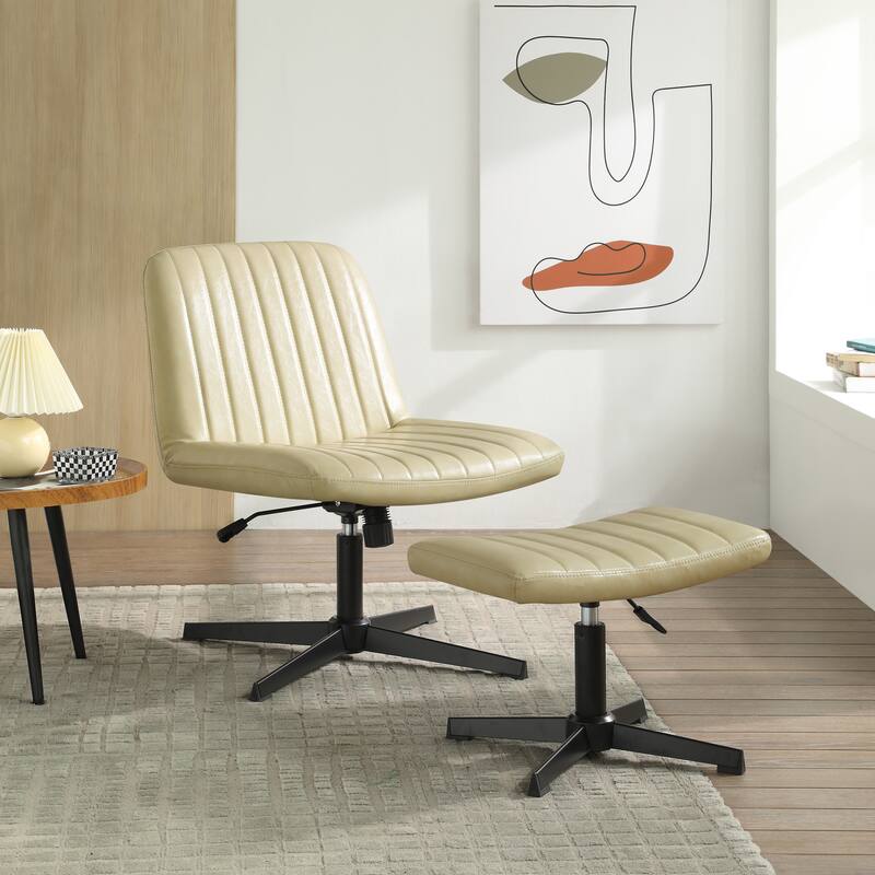Art Leon Swivel and Adjustable Accent Chair with Ottoman