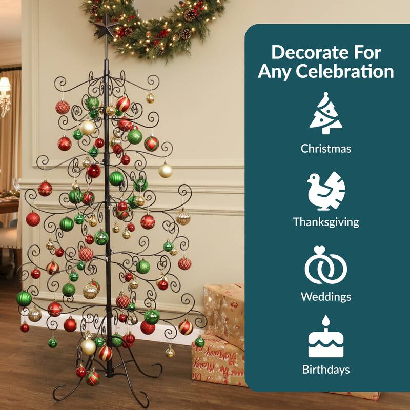 Sunnydaze Noelle Metal Christmas Ornament Tree - 60 Inch