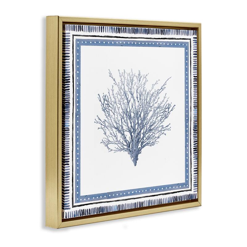 Stupell Bordered Oceanic Coral Framed Floater Canvas Wall Art Design By Lanie Loreth