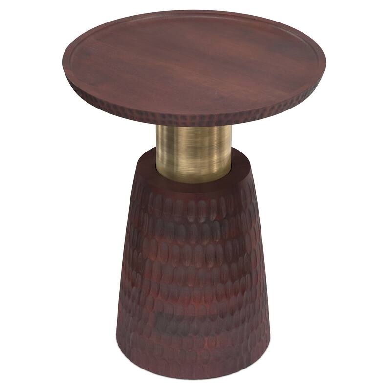 WYNDENHALL Violeta SOLID MANGO WOOD and Metal 16 inch Wide Round Contemporary Side Table - 16" d x 16" w x 20" h