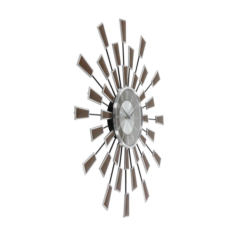 Gold / Copper / or Silver Iron Metal Starburst Sun Glam Wall Clock
