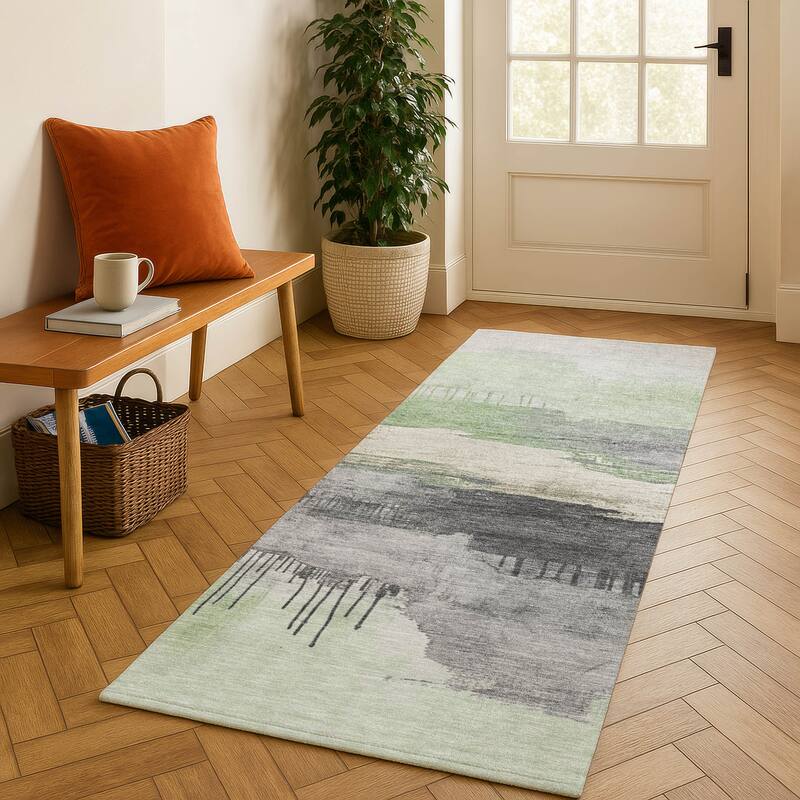 Premium Washable Super Soft Modern Glam Mayfield Rug - Mint - 2'3" x 7'6"