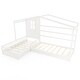 preview thumbnail 2 of 18, L-Shaped Double Twin House Platform Beds with Full-Length Guardrails and Decorative Window
