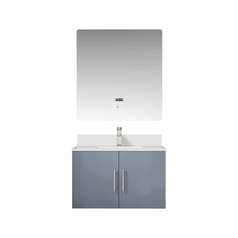 Geneva 30 in. W x 22 in. D Dark Grey Bath Vanity, Cultured Marble Top, Faucet Set, and 30 in. LED Mirror - 30 Inch - Dark Grey