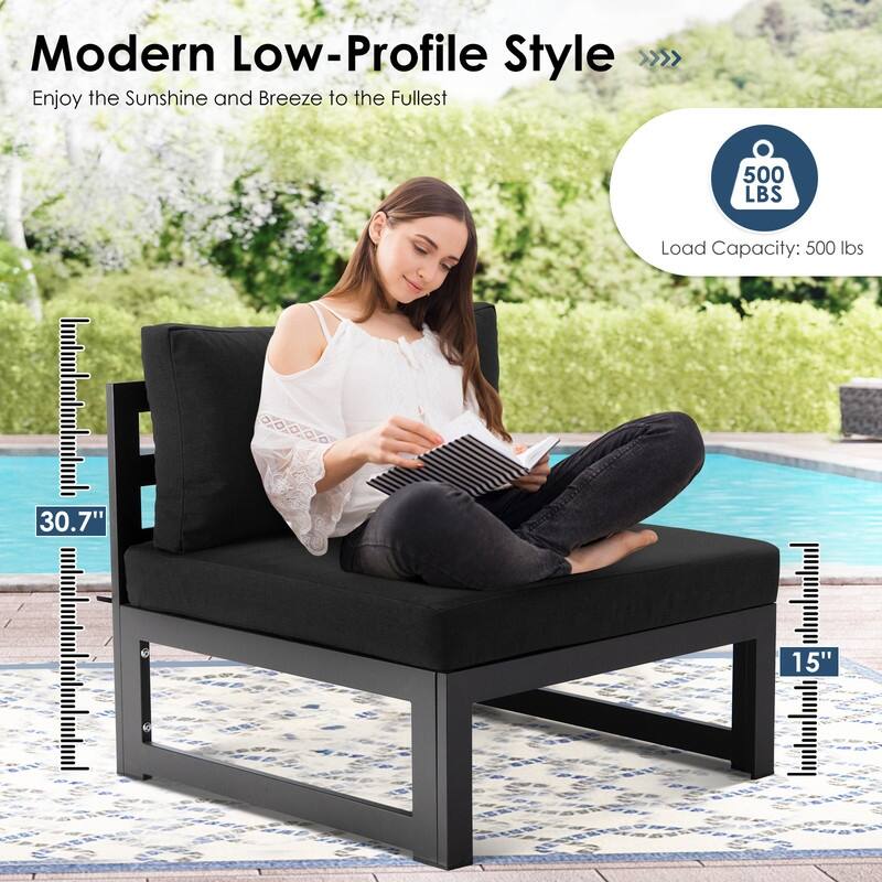 FINCATI Aluminum Outdoor Patio Furniture Conversation Sectional Sofa Set