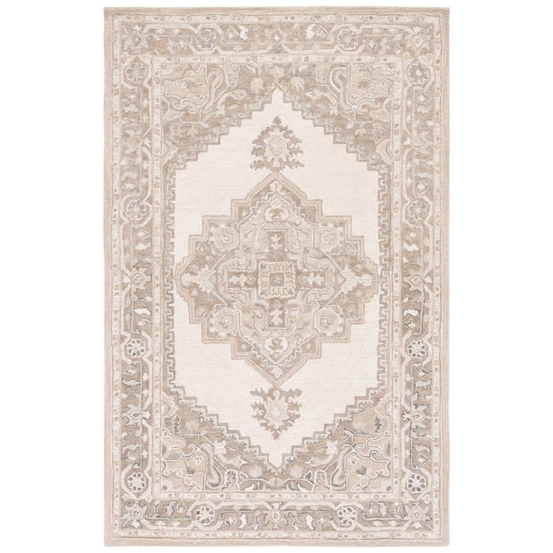 SAFAVIEH Handmade Metro Manolica Oriental Wool Rug - 6' Square - Ivory/Beige