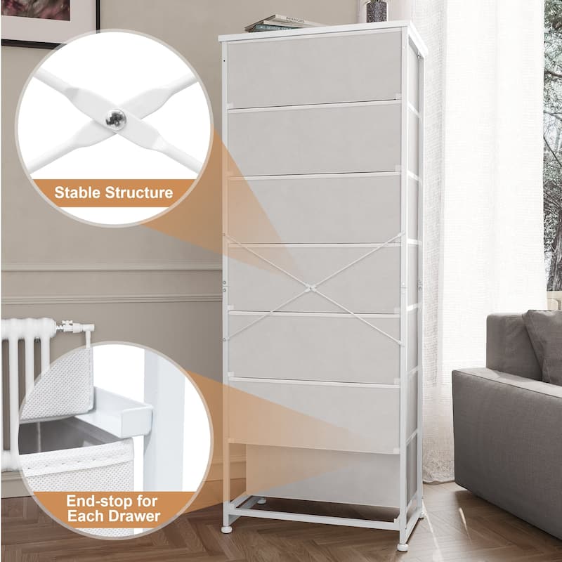 Slim Tall Vertical 7-Drawer Chest Dresser Closet Storage Organizer Unit for Bedroom