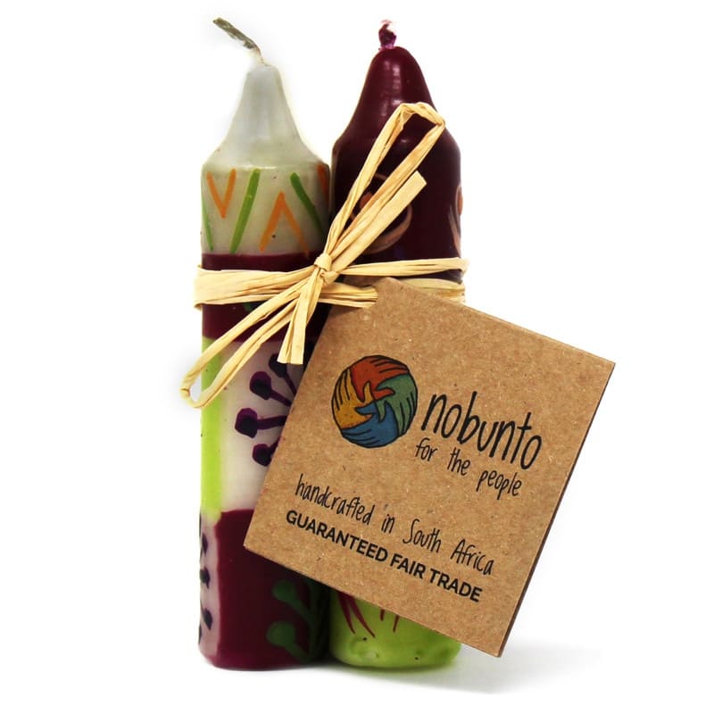 Hand-Painted Unscented 4" Dinner or Shabbat Candles, Set of 4 (South Africa)