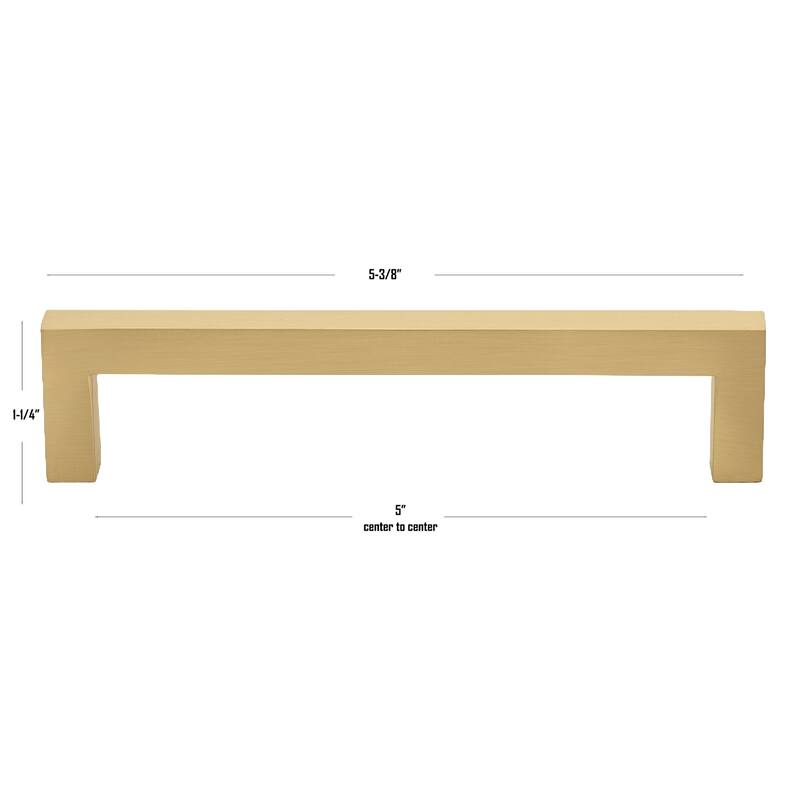 GlideRite 5 Inch Center to Center Solid Square Bar Pull Champagne Gold - 21683-128-CHPG