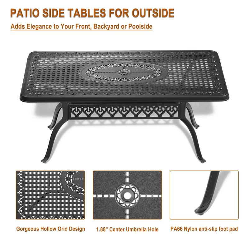 5-Piece Cast Aluminum Outdoor Dining Set with Brown Seat Cushions
