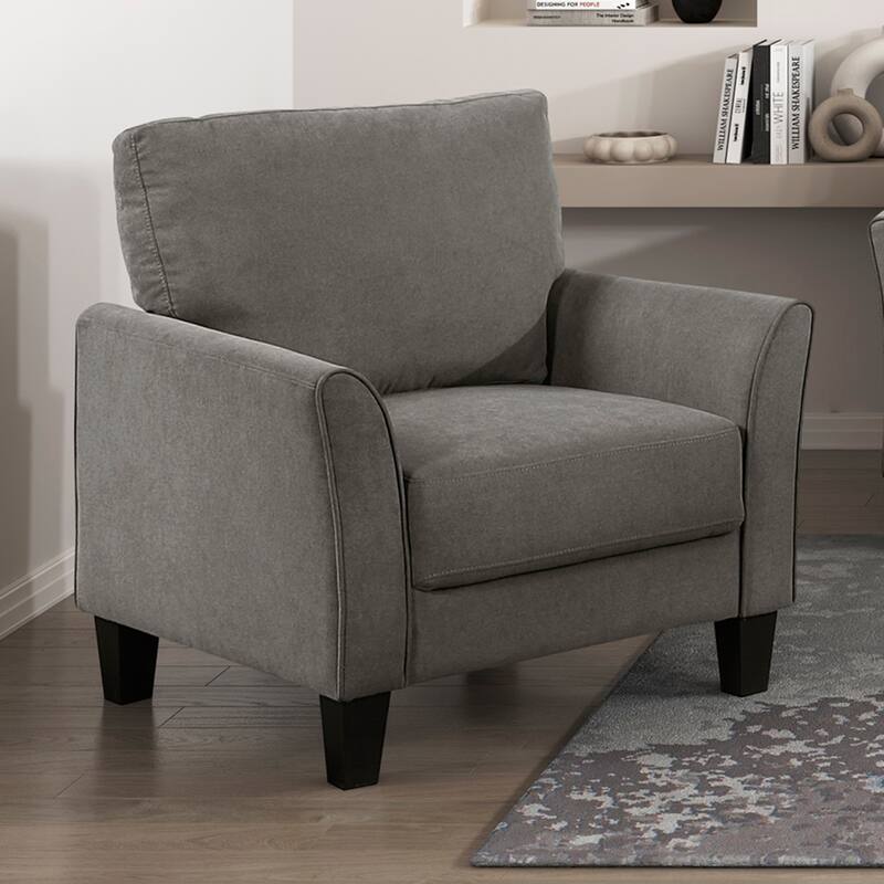 Felix 34" Textured Fabric Living Room Chair - Wood Finish Exposed Feet