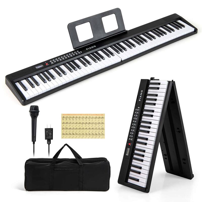 Folding Portable Semi-Weighted Keyboard 88 Key Keyboard Piano - Black