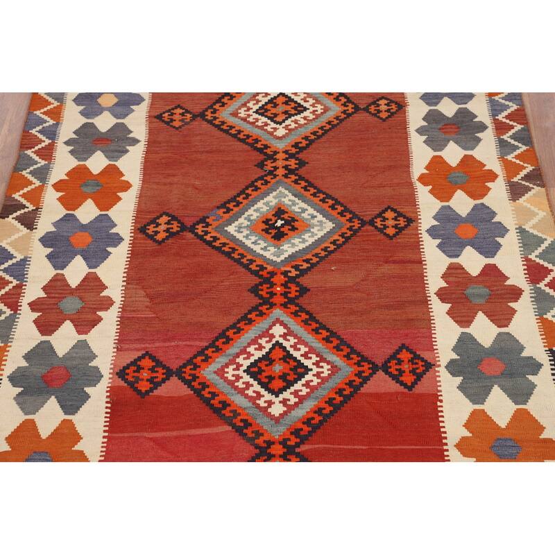 Kilim Qashqai Persian Vintage Rug Hand-Woven Tribal Wool Carpet - 5'1"x 8'2"