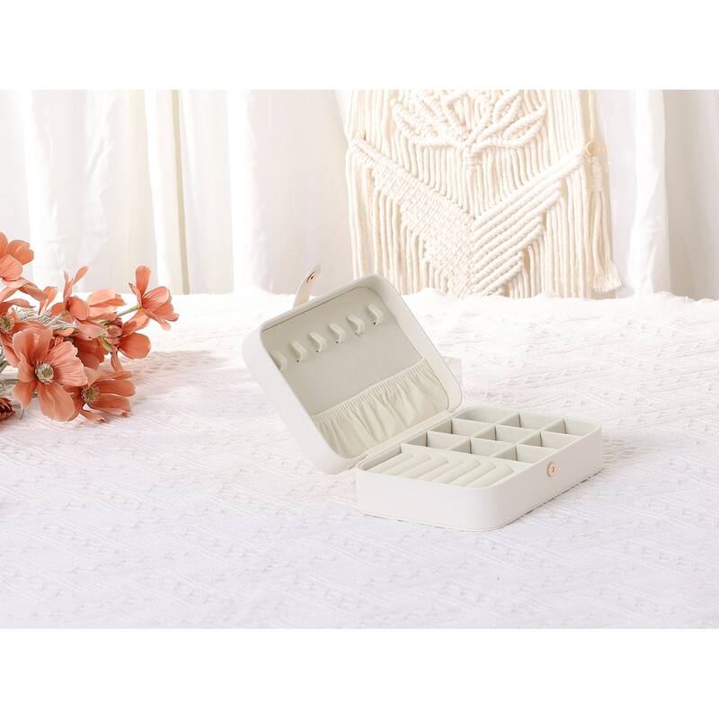 Travel Jewelry Box for Women Girls Birthday Gifts, Small Portable PU Leather Jewelry Organizer Case Storage Display Holder