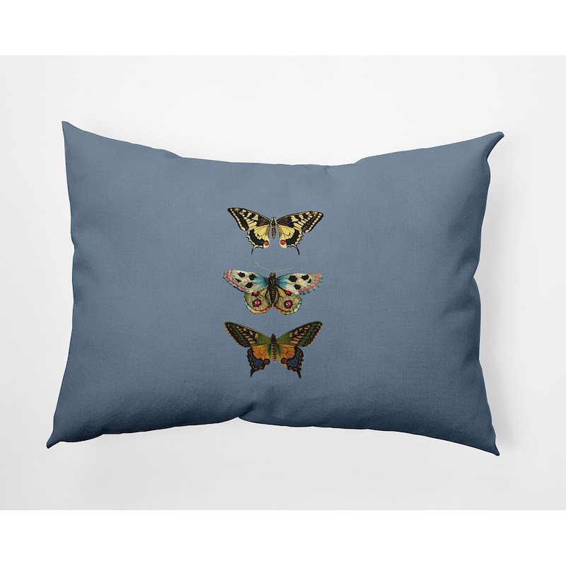 Butterflies Polyester Indoor/Outdoor Pillow - Dusty Smoke Blue - 14" x 20"