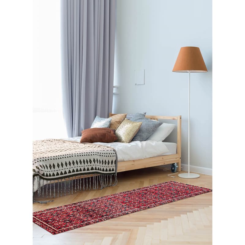 ECARPETGALLERY Hand-knotted Andelz Red Wool Rug - 3'5 x 12'4