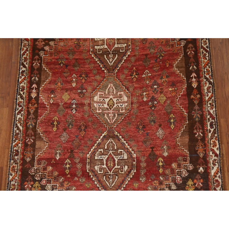 Traditional Shiraz Persian Vintage Area Rug Handmade Wool Carpet - 3'6"x 5'5"