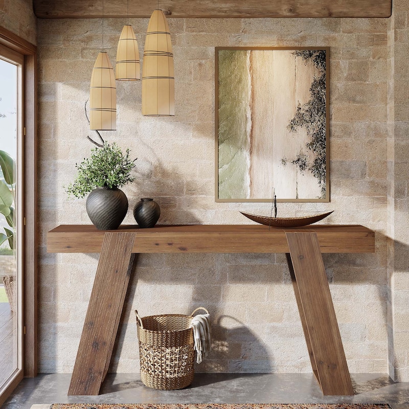 Solid Wood Console Table, Sofa Table Behind Couch, Hallway Entrance Foyer Living Room Accent Entryway Table