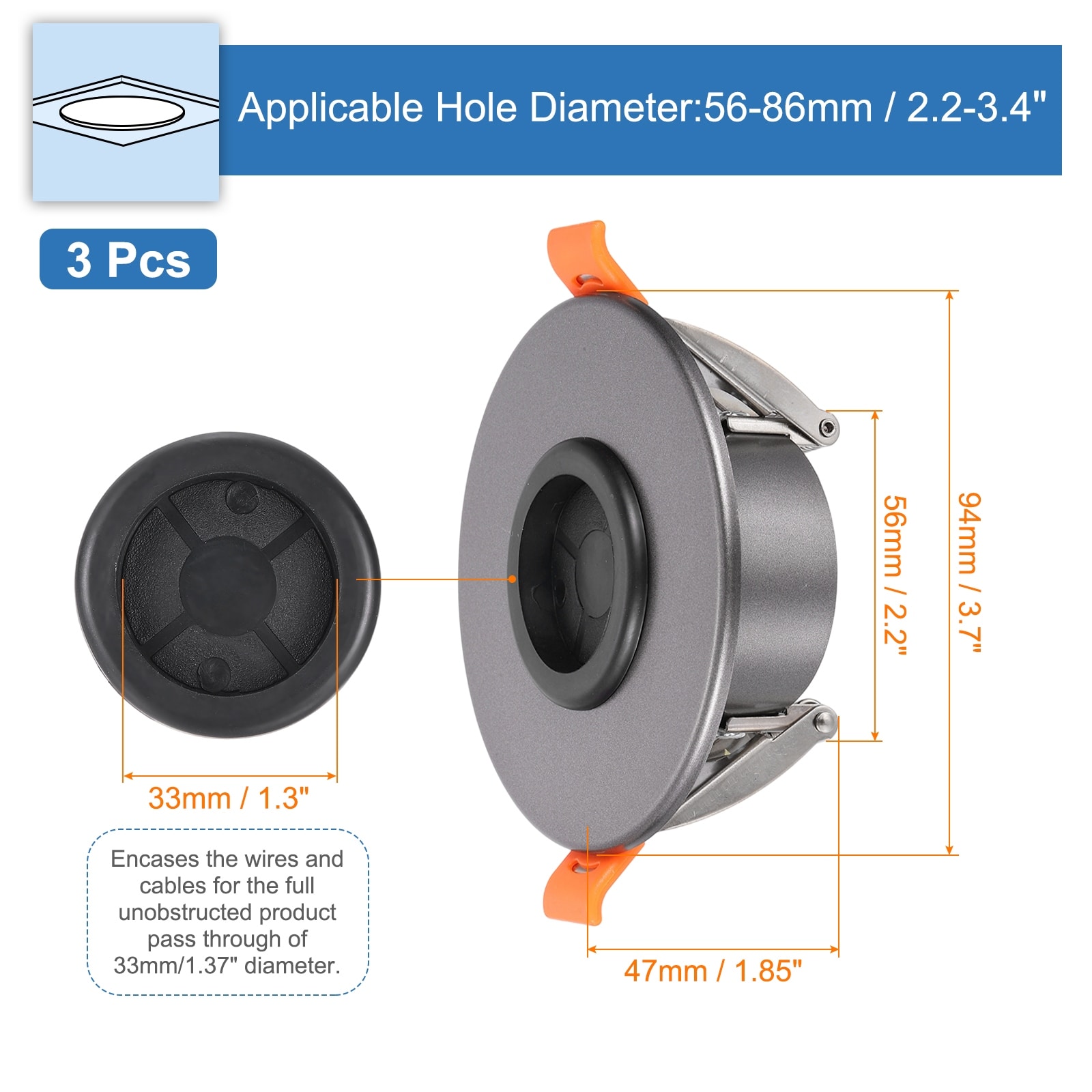 Cable Pass Port, Spring-Lock Cable Pass Through Port,