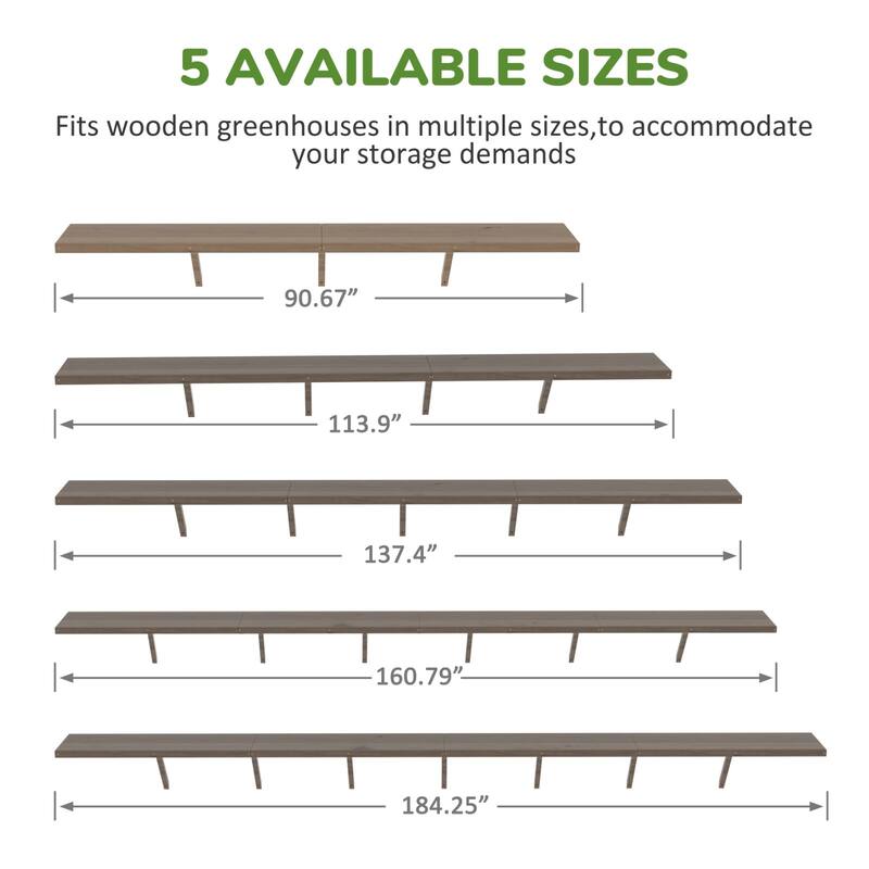 VEIKOUS Wooden Greenhouse Shelves, Heavy-Duty Storage Shelving for Wooden Greenhouses, 5 Available Sizes