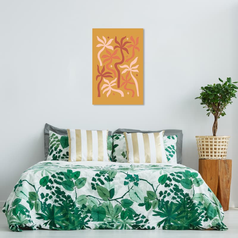 Wynwood Studio Canvas Floral and Botanical Palm Trees in Star Season Brown and Ochre Modern & Contemporary Wall Art Canvas Print - 24 x 36
