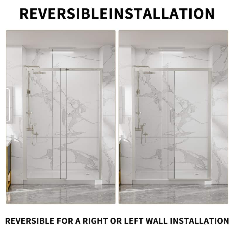 Modland 44-48" x 74'' Adjustable Sliding Shower Door, 5/16" SGCC Tempered Glass, Framed Enclosure with 304 Stainless Handle