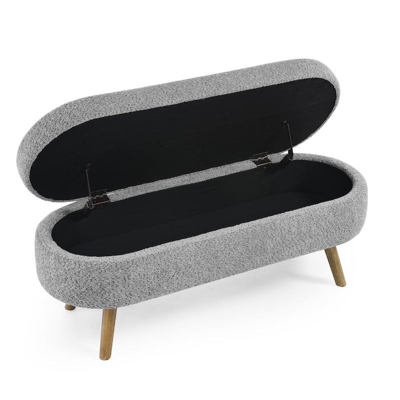Ottoman Oval Storage Bench,Rubber Wood Legs