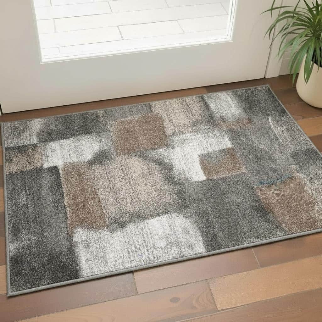 HomeRoots Abstract Modern Rectangle Area Rug