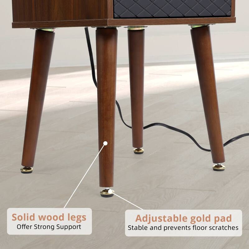 Mid Century Modern End Table with Charging Station - 16.54" *14.57"