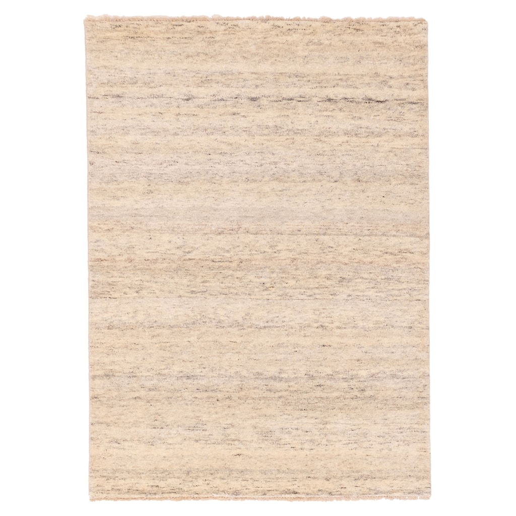 ECARPETGALLERY Hand-knotted Pak Finest Gabbeh Ivory Wool Rug - 4'2 x 6'0