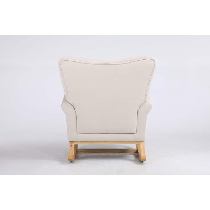 Baby Room High Back Rocking Chair Nursery Chair , Comfortable Rocker Fabric Padded Seat ,Modern High Back Armchair