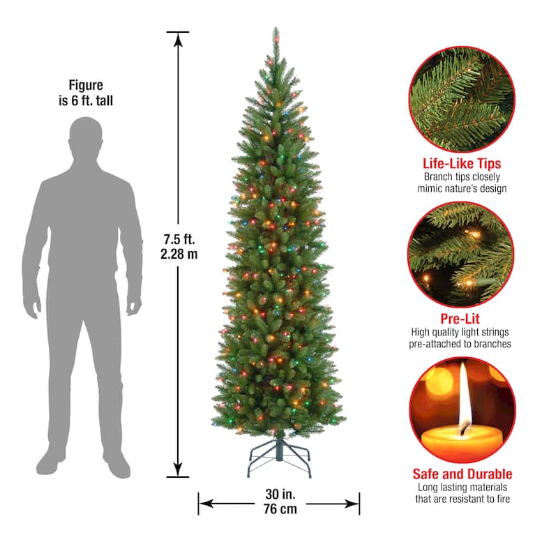 National Tree Company 7.5 ft.Kingswood Fir Pre-lit Pencil Tree - 7.5 Foot