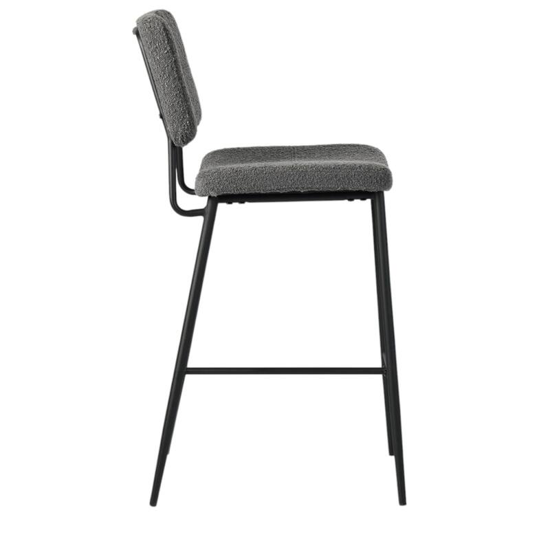 Set of 2 Modern 27” Seat Bar Height Stools with Low Backrest and Faux Leather Seat for Kitchen or Dining Room