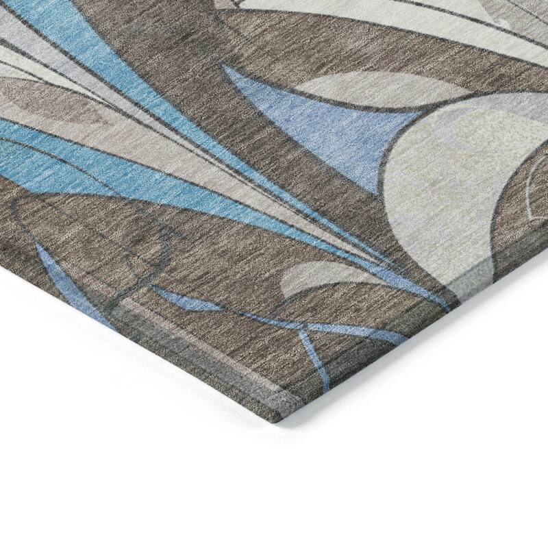 Machine Washable Indoor/Outdoor Modern Mosaic Chantille Rug