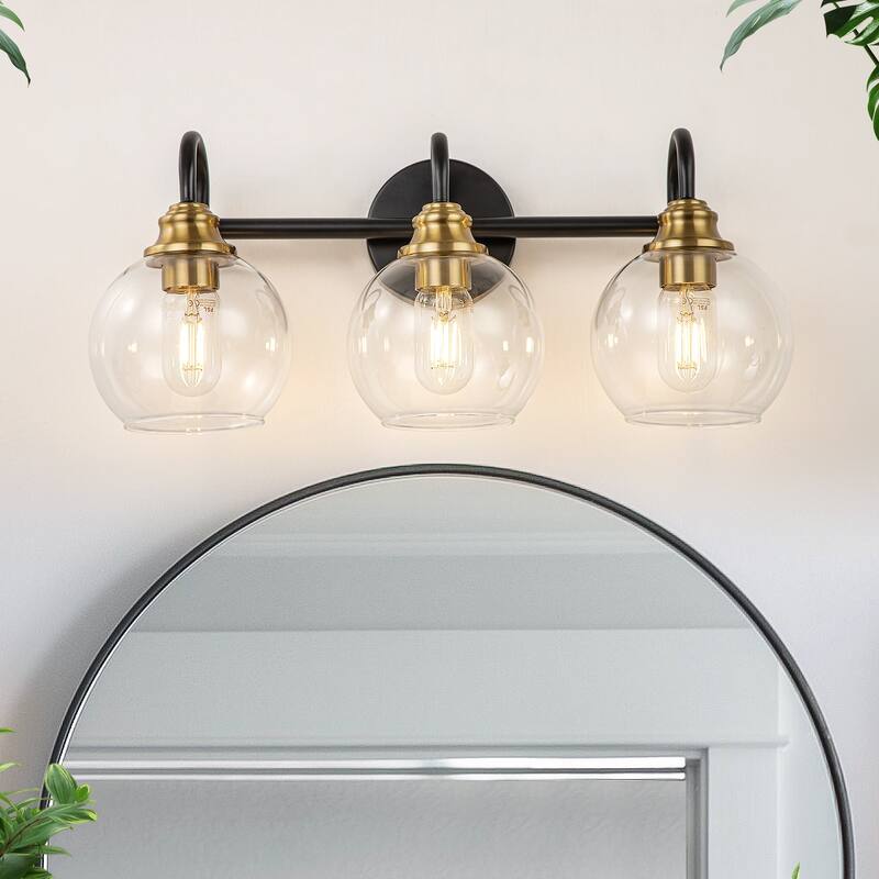 Starsky 3-Lights 20in. Dimmable Bathroom Vanity Light with Glass Globe Shade