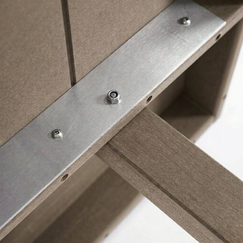 HDPE Bar-Height Outdoor Patio Pub Table, 42.1" Square High Top Bistro Table with Umbrella Hole, Weather-Resistant Slatted Top