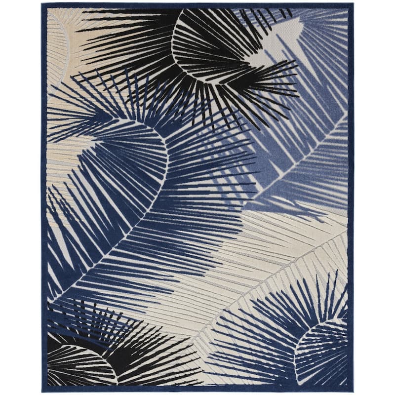 HomeRoots Palm Leaf Contemporary Rectangle Outdoor Rug - 10' X 13'