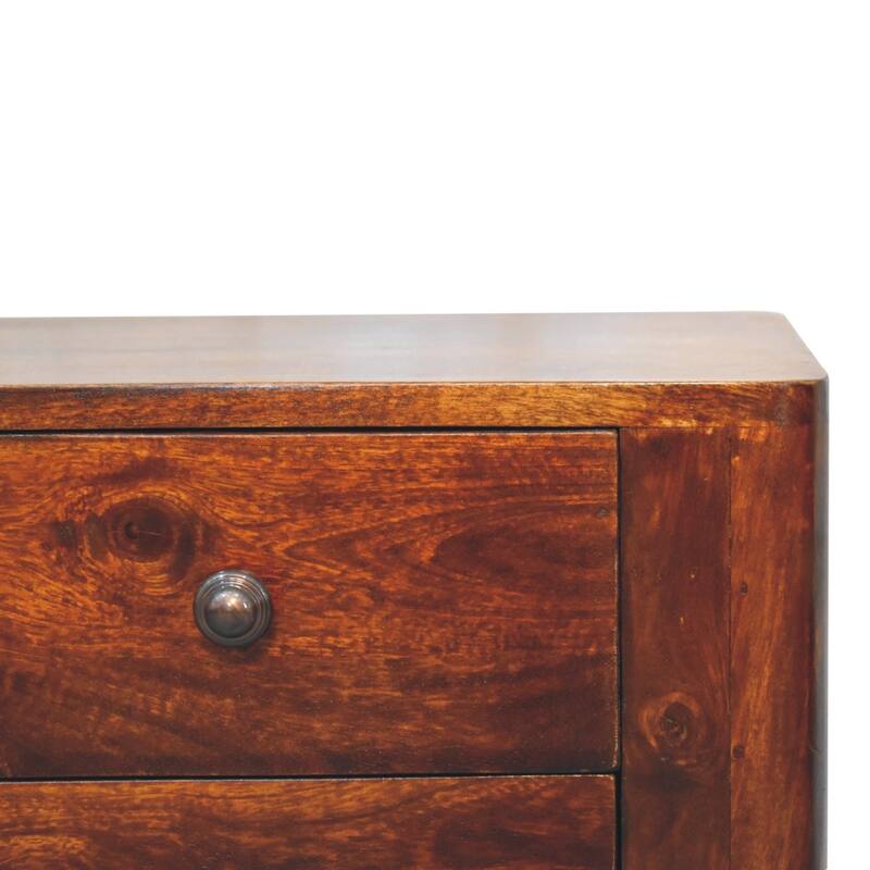 HomeRoots 24" Chestnut Solid Wood Square Two Drawer Nightstand