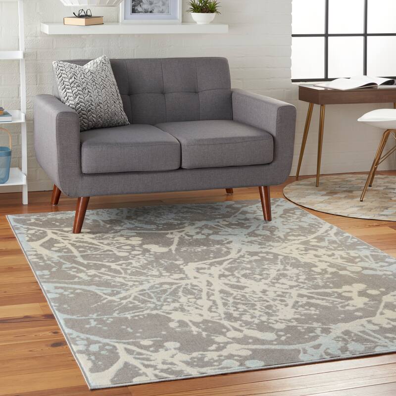 Nourison Jubilant Modern Botanical Abstract Grey Area Rug