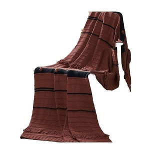Kai 50 x 70 Throw Blanket with Fringes, Soft Knitted Cotton, Nutmeg ...