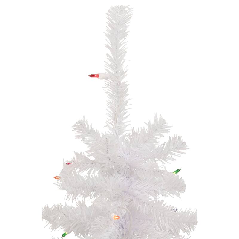 2' Woodbury White Pine Slim Artificial Christmas Tree, Multi Lights - 2 Foot