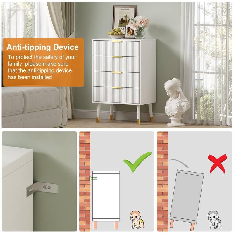 35" Modern 4-Drawer Dresser